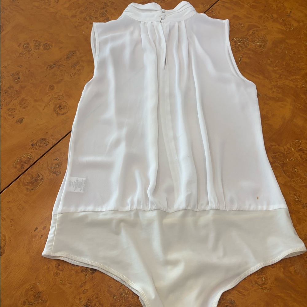 Badgley Mischka White Sleeveless Bodysuit